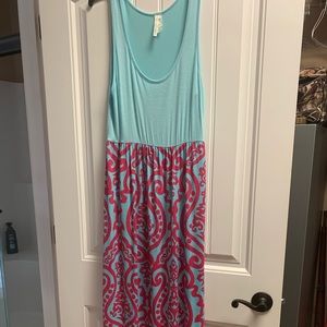 Xl maxi aqua & fuschia dress